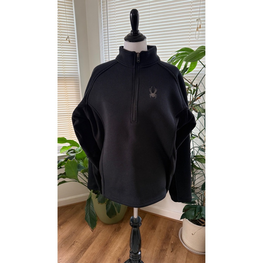 Spyder Men's Black 1/4 Zip Fleece Pullover Sweater Size Large